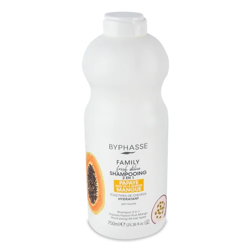 Шампунь для Волосся з Папаєю, Маракуєю та Манго 2в1 Family Fresh Delice Byphasse, 750мл