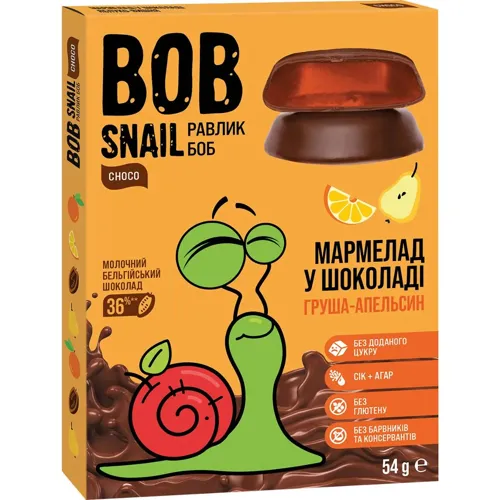 Мармелад Bob Snail Груша-апельсин в молочному шоколаді 54г