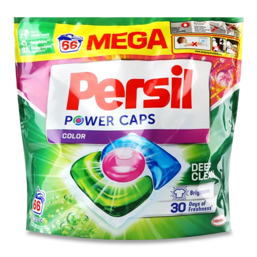 Миючий Засіб для Прання Кольорових Речей в Капсулах Power Caps Color Deep Clean Persil, 66х14г