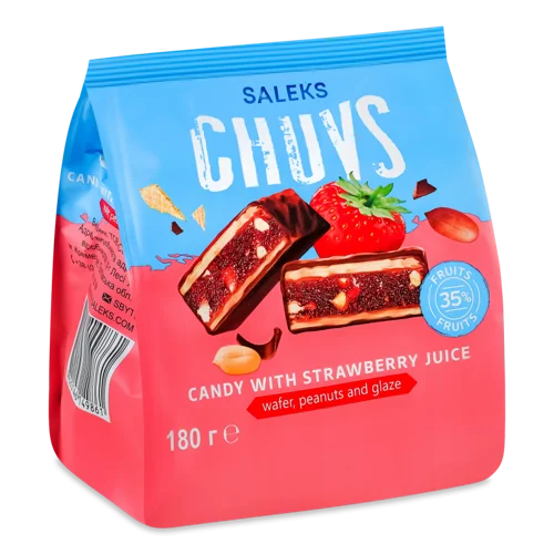 Цукерки Яблучне Пюре, Полуничний Сік, Арахіс, с/в, 180г