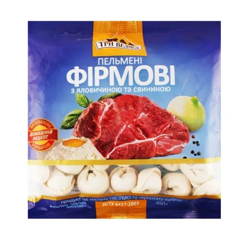 Пельмені фірмові яловичина/свинина с/м Три медведя м/у 450г
