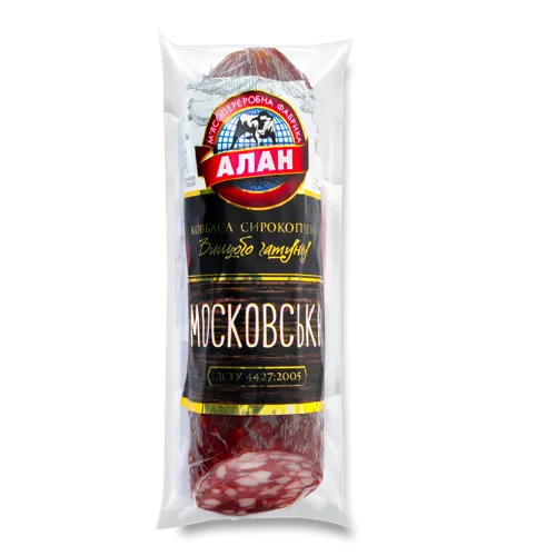 Ковбаса Московська Алан сиров'ялена вищого ґатунку 0.185кг