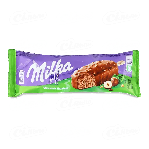 Морозиво Milka шоколадне з крихтами лісових горіхів, 63г