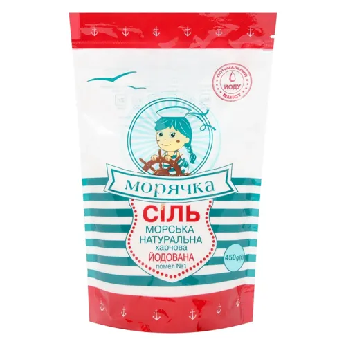 Сіль Морячка морська натуральна харчова йодована 450г