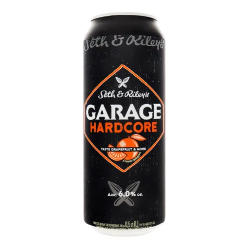 Пиво спеціальне 0.5л 6% пастеризоване зі смаком грейпфрута Hardcore Seth&Riley's Garage з/б