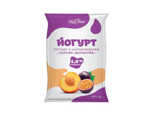 Йогурт Своя Лінія персик-маракуйя 1% п/ет 0,9 кг