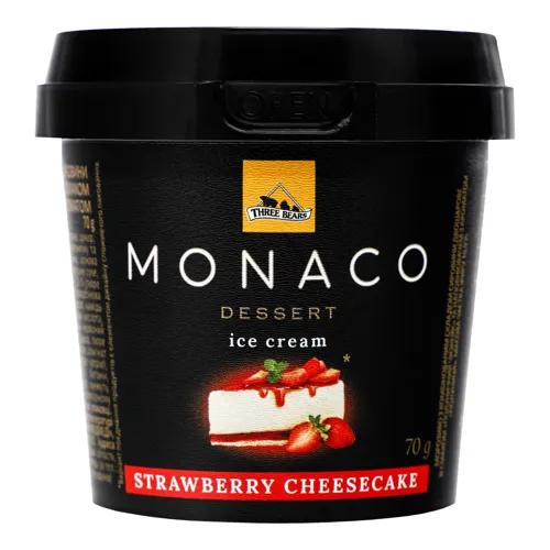 Морозиво 10% Полуничний чізкейк Dessert Monaco Three Bears ст 70г