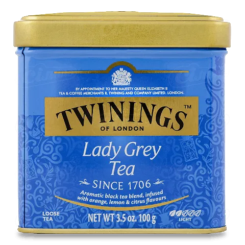 Чай чорний Twinings Lady Grey з залізній банці, 100г