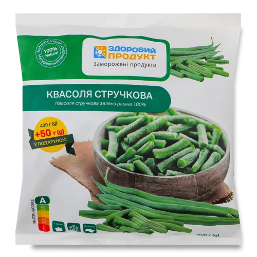 Квасоля Стручкова Швидкозаморожена Зелена Різана В/ґ, 400г