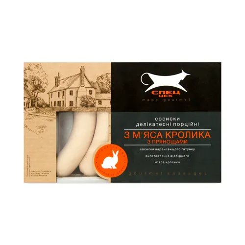 Сосиски з м'яса кролика з прянощами варені Спец Цех к/у 600г