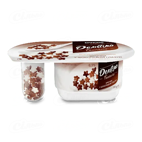 Йогурт Деліссімо Fantasia зірочки у шок глазурі 6,3% ст, 102г