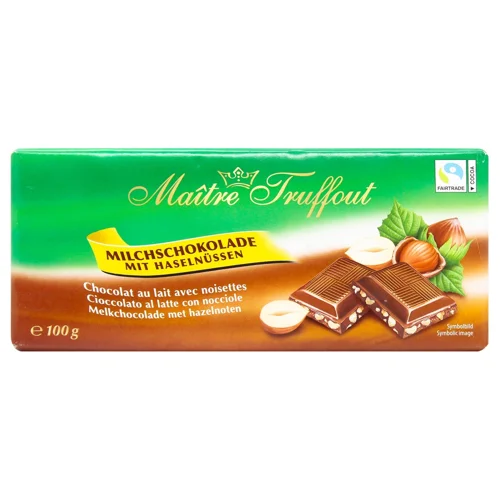 Шоколад молочний Maitre Truffout з лісовим горіхом 100г