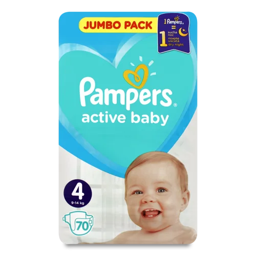 Підгузки Дитячі 9-14кг 4 Active Baby Pampers, 70шт