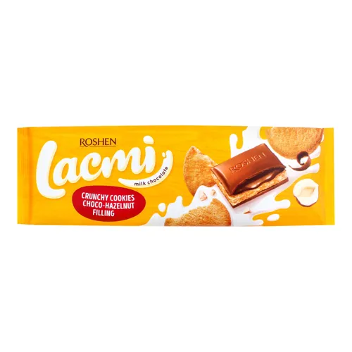 Шоколад молочний з шоколадно-горіховою начинкою та печивом Lacmi Roshen м/у 290г