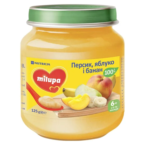 Пюре Milupa Персик яблуко і банан для дітей з 6 місяців 125г