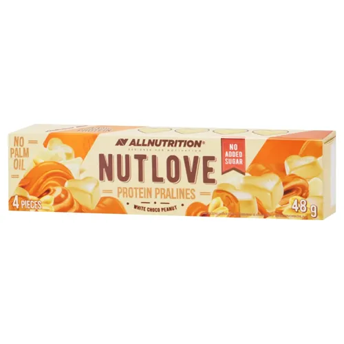 Цукерки AllNutrition Nutlove Протеїнове праліне Білий шоколад з арахісом 48г