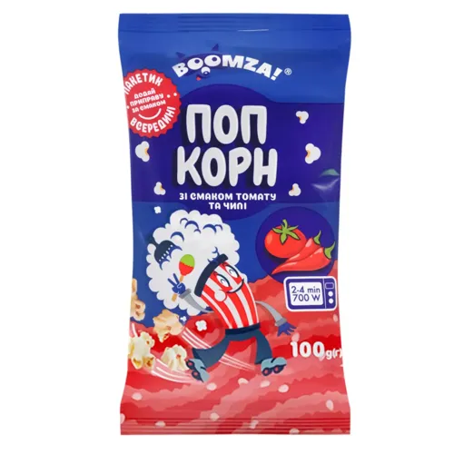 Попкорн Boomza зі смаком томата та чилі 100г