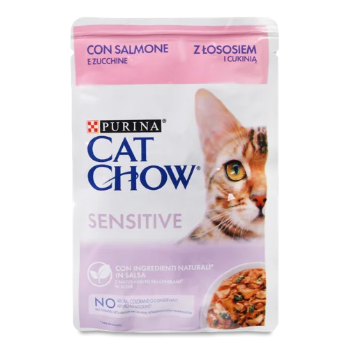 Корм Вологий Cat Chow Sens З Лососем І Цукіні Для Котів, Шматочки В Желе, 85 г