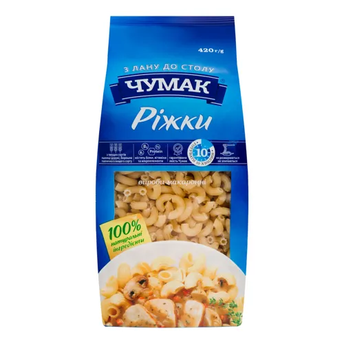 Вироби макаронні Ріжки Чумак м/у 420г