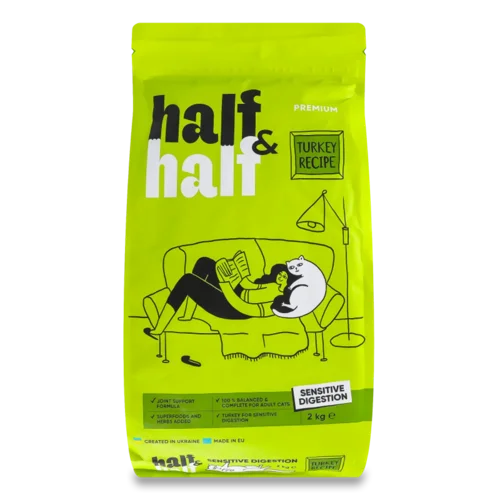 Корм для котів Half&Half Sensitive Turkey сухий