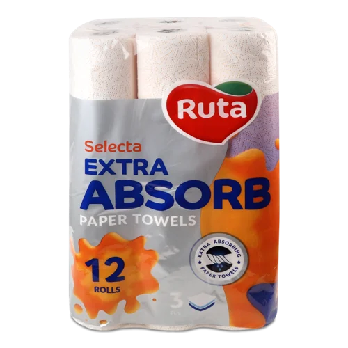 Рушники паперові 3-х шарові Extra Absorb Selecta Ruta, в/ґ, 12 шт