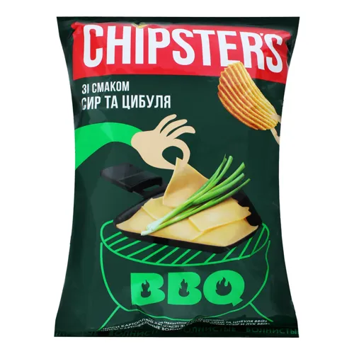 Чіпси картопляні хвилясті Сир та цибуля BBQ Chipster's м/у 120г