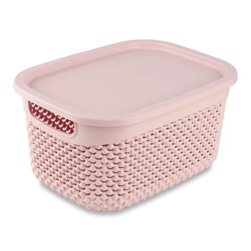 Корзина Прямокутна З Кришкою Рожева Пудра 3.3л, №116200.1 Drop Ucsan Plastik 1шт