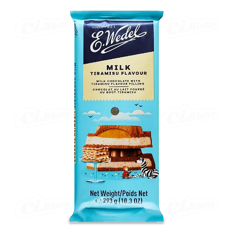 Шоколад молочний E.Wedel з начинкою смак тірамісу, 293г