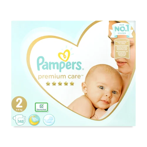Підгузки 4-8 кг Premium Care Pampers, 2, в/ґ, 148 шт