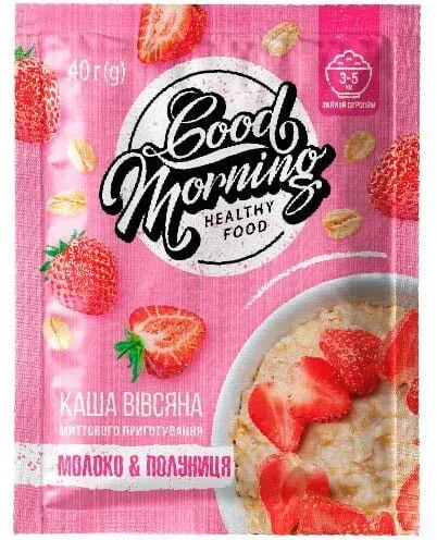 Каша вівсяна Good Morning з молоком та полуницею 40г