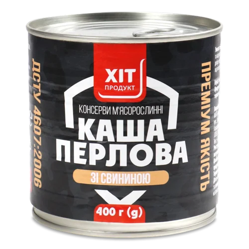 Каша Перлова Зі Свининою, Хіт Продукт, Залізна Банка, 400г