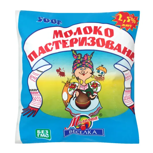 Молоко 2.5% пастеризоване Молочна веселка м/у 500г