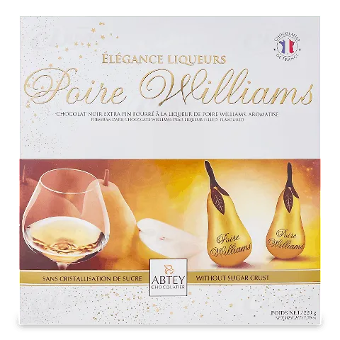 Цукерки Abtey з бренді з грушею Вільямс чорний шоколад, 220г