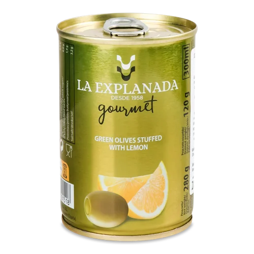 Оливки Зелені Фаршировані Лимонною Пастою, з/б 300г