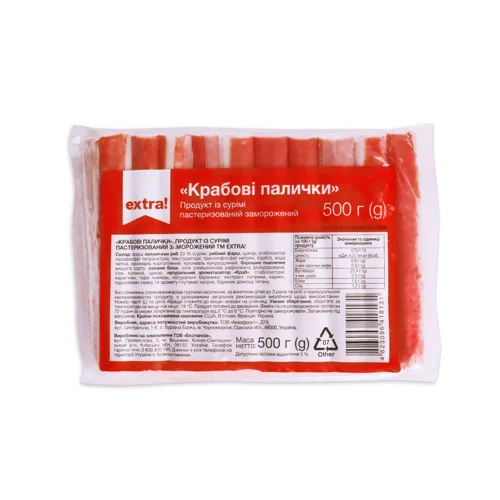 Палички крабові Extra! з сурімі с/м 500г