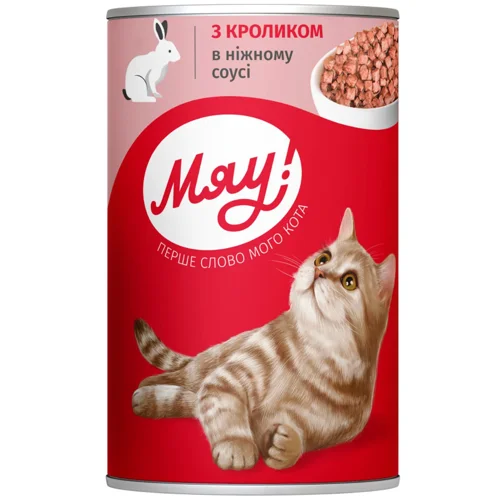 Корм вологий Мяу! з кроликом для дорослих котів 415г