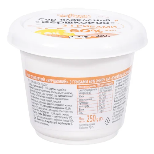 Сир плавлений Українська Зірка Вершковий з грибами 250г