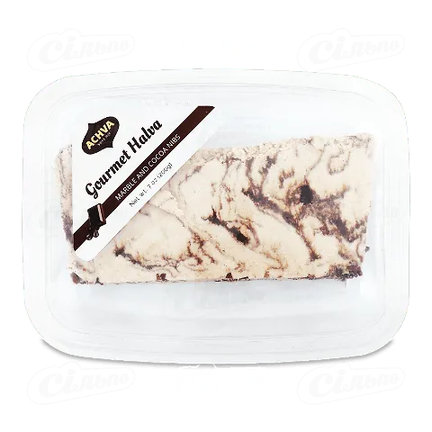 Халва Achva «Мармурова» кунжутна з какао-бобами, 200г