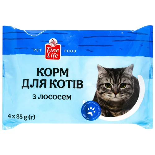 Корм вологий Fine Life з лососем для дорослих котів 85г х 4шт