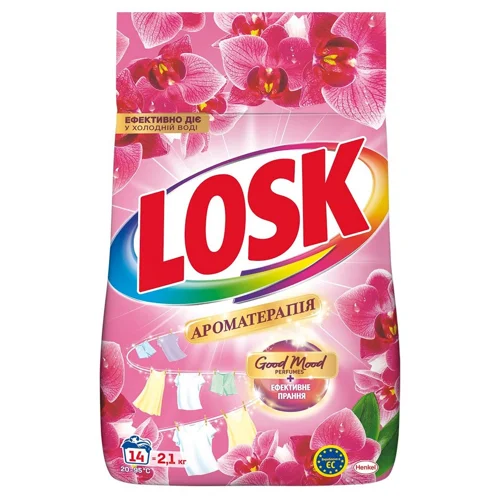 Пральний порошок Losk Color Ароматерапія Ефірні масла та аромат малазійської квітки автомат 2,1кг