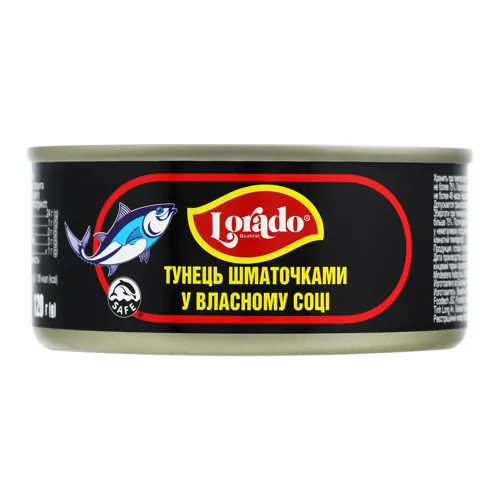 Тунець Lorado в власному соку шматочками 170г