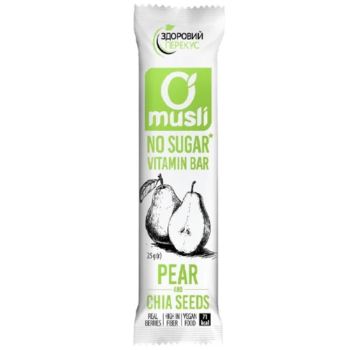 Батончик-мюслі Здоровий перекус Груша-насіння чіа 25г