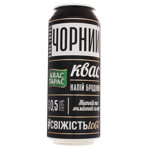 Напій бродіння пастеризований сильногазований Чорний Квас Тарас з/б 0.5л