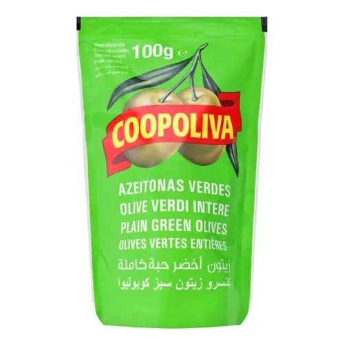 Оливки Coopoliva зелені з кісточкою 200мл д/пак