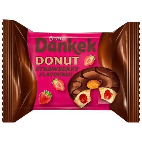 Тістечко Ulker Dankek Донат з полуничною начинкою в глазурі 40г