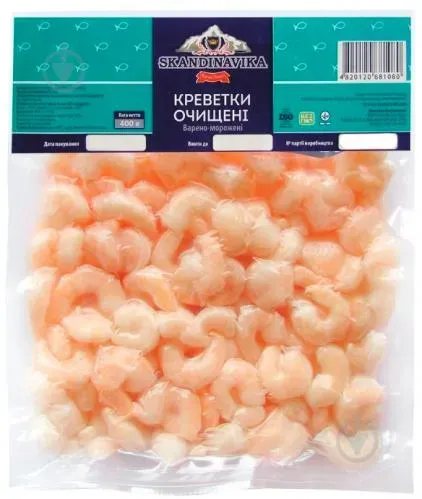 Креветки Skandinavika 200/300 очищені варено-морожені 400г