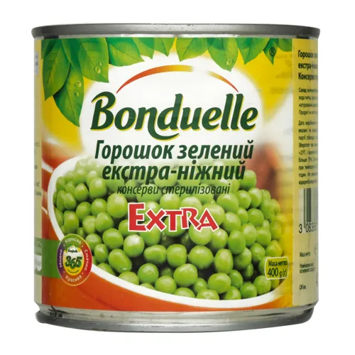 Горошок зелений екстра-ніжний Extra Bonduelle з/б 400г