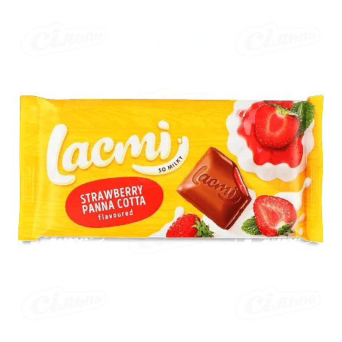 Шоколад молочний Roshen Lacmi смак «Полунична панакота», 90г