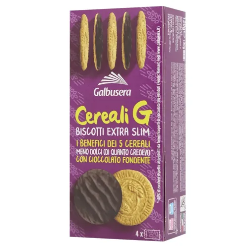 Печиво Galbusera Cereali G 5 злаків бісквітне у чорному шоколаді 120г