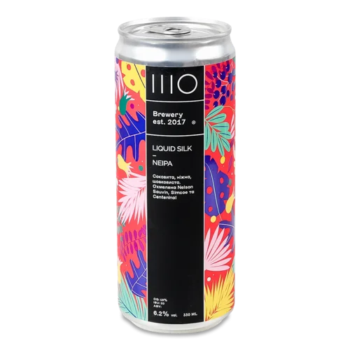 Пиво Світле Нефільтроване Непастеризоване Liquid Silk NEIPA, Залізна банка 0.33л 6.2% Вищий ґатунок
